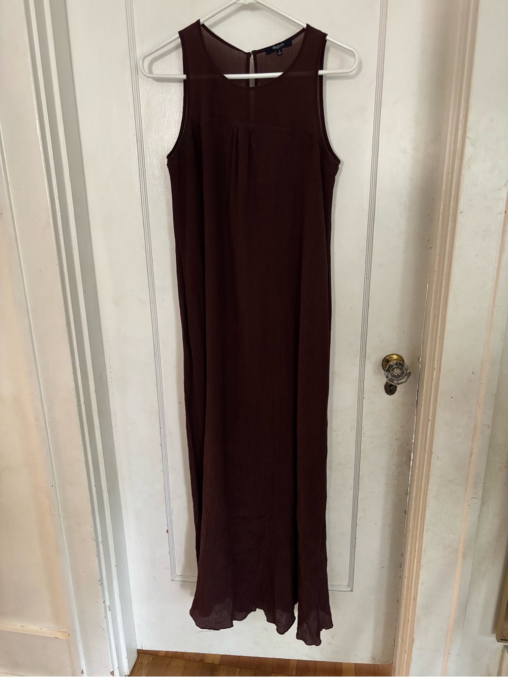 Madewell Cotton-Silk Sleeveless Crinkle Plum Maxi Dress - Picture 3 of 5